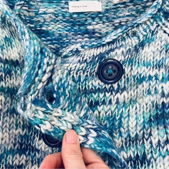 Anthropologie Sleeping On Snow Anthro Blue Marled Wool Sweater Medium - Picture 6 of 8